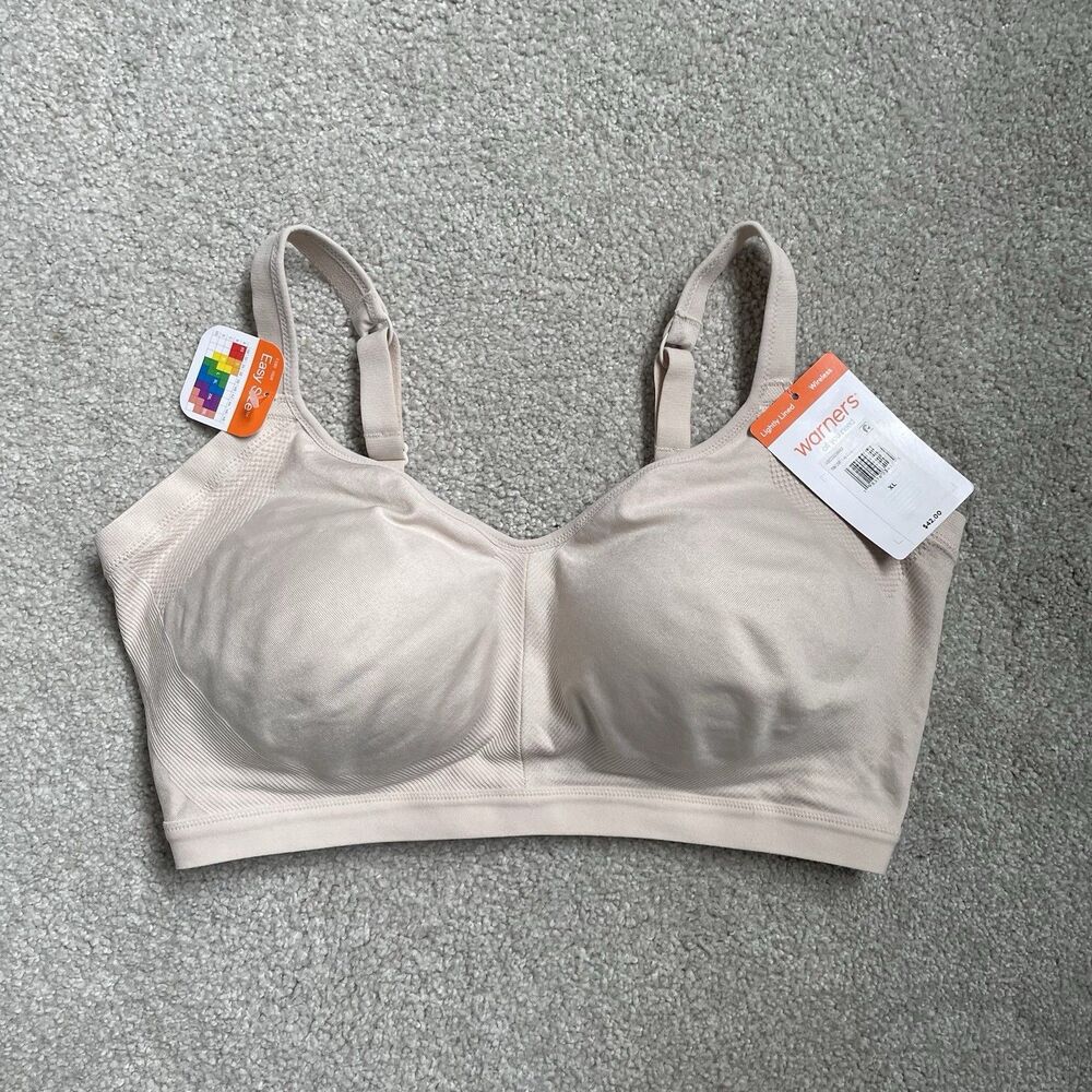 Warner's Lighty Lined Wireless Bra Cream Nude Supportive Comfort Size XL
